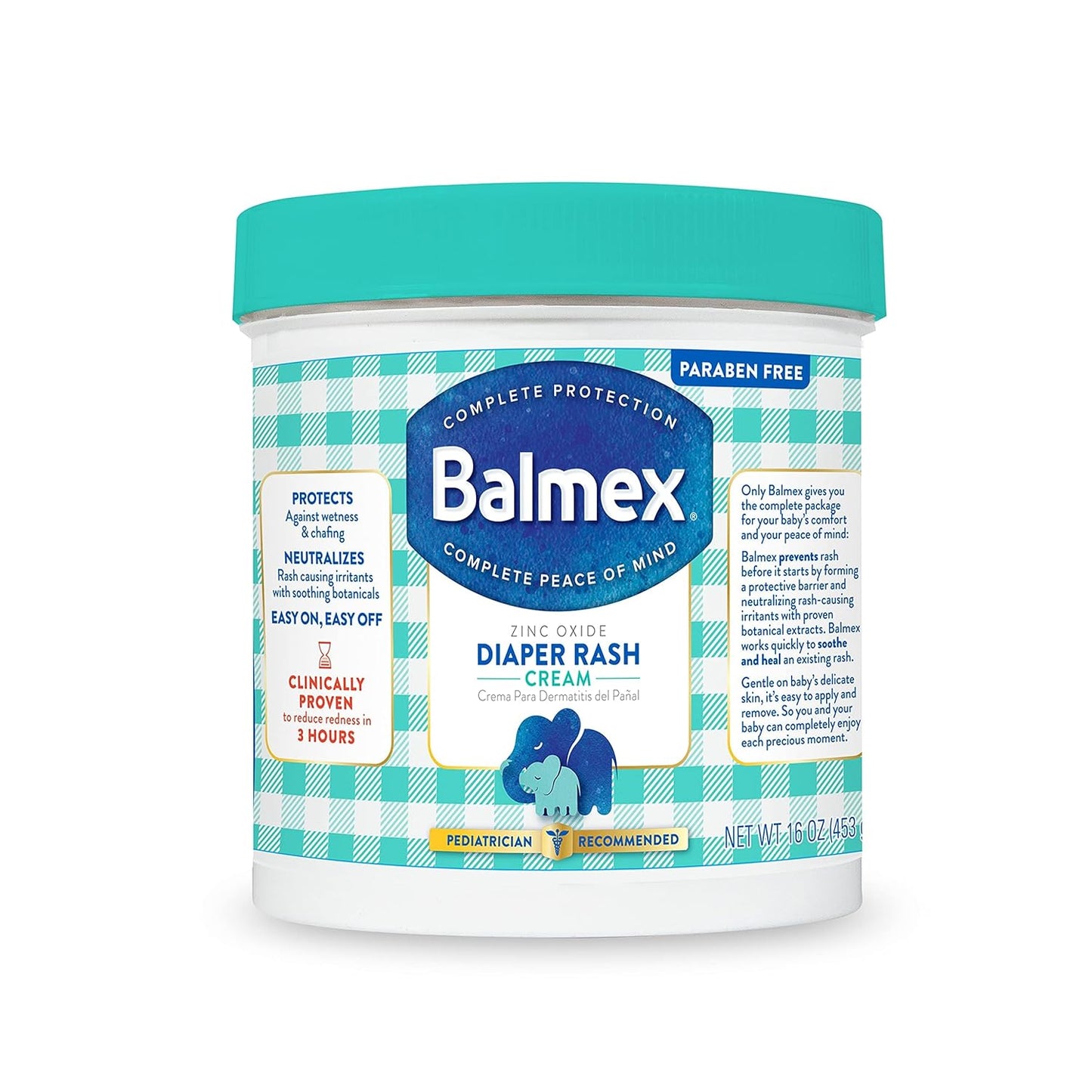 Balmex Complete Protection Daily Baby Diaper Rash Cream, Clinically Proven To Reduce Redness in