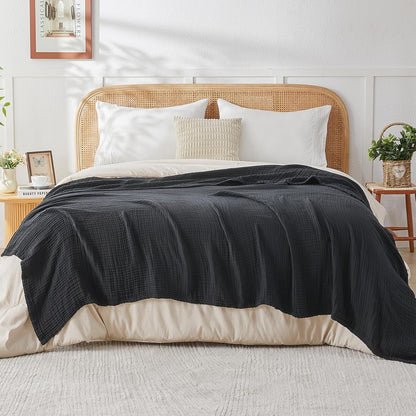 EMME Cotton Muslin Throw Blanket Couch Breathable Gauze Blanket Soft Lightweight Blankets Adults