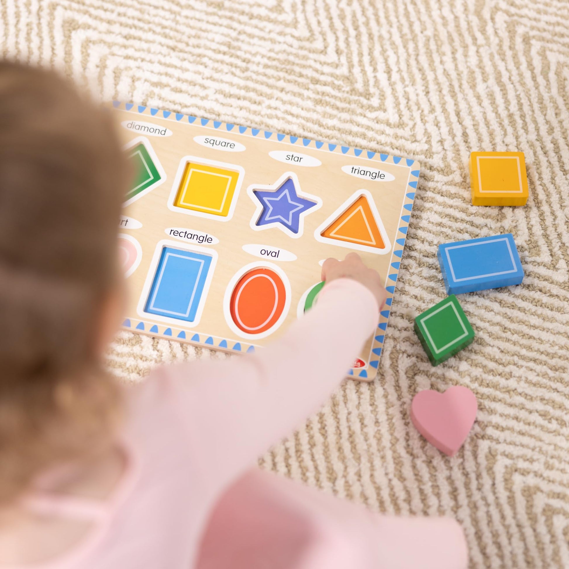 Melissa & Doug Shapes Wooden Chunky Puzzle (8 pcs) Color Matching Shape Sorter Toys for Toddlers