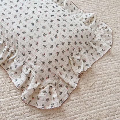 BuLuTu Muslin Cotton Kids Pillowcase Standard Size, 20"x26", Pink Bellflower Print Pillow Covers