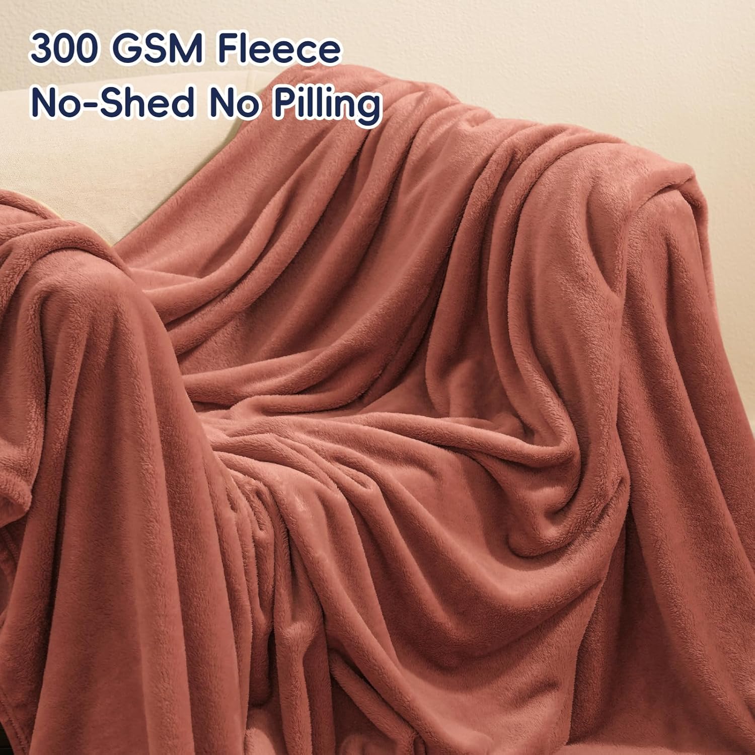 PHF Ultra Soft Fleece Blanket Queen Size, No Shed No Pilling Luxury Plush Cozy 300GSM Lightweight