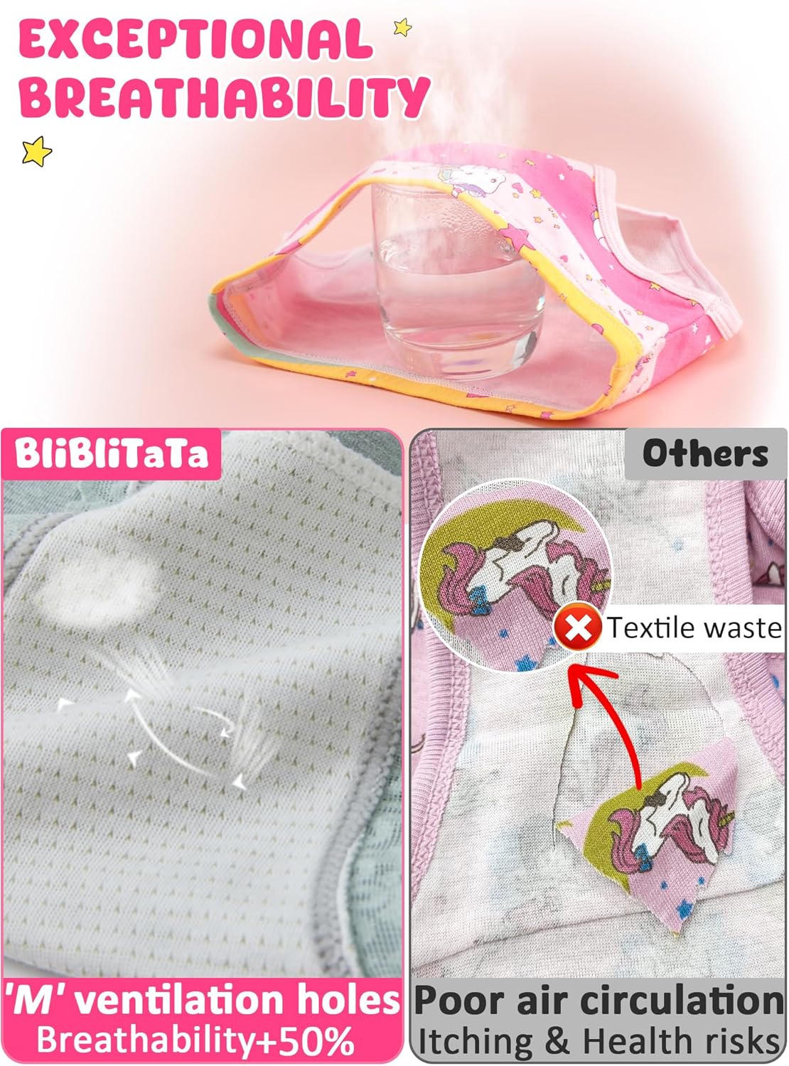 Girls' Underwear,Soft Cotton Tagless Panties for Toddlers' & Little Kids' Comfort,Breathable