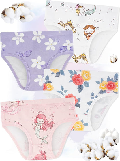 Girls' Underwear,Soft Cotton Tagless Panties for Toddlers' & Little Kids Comfort,Breathable