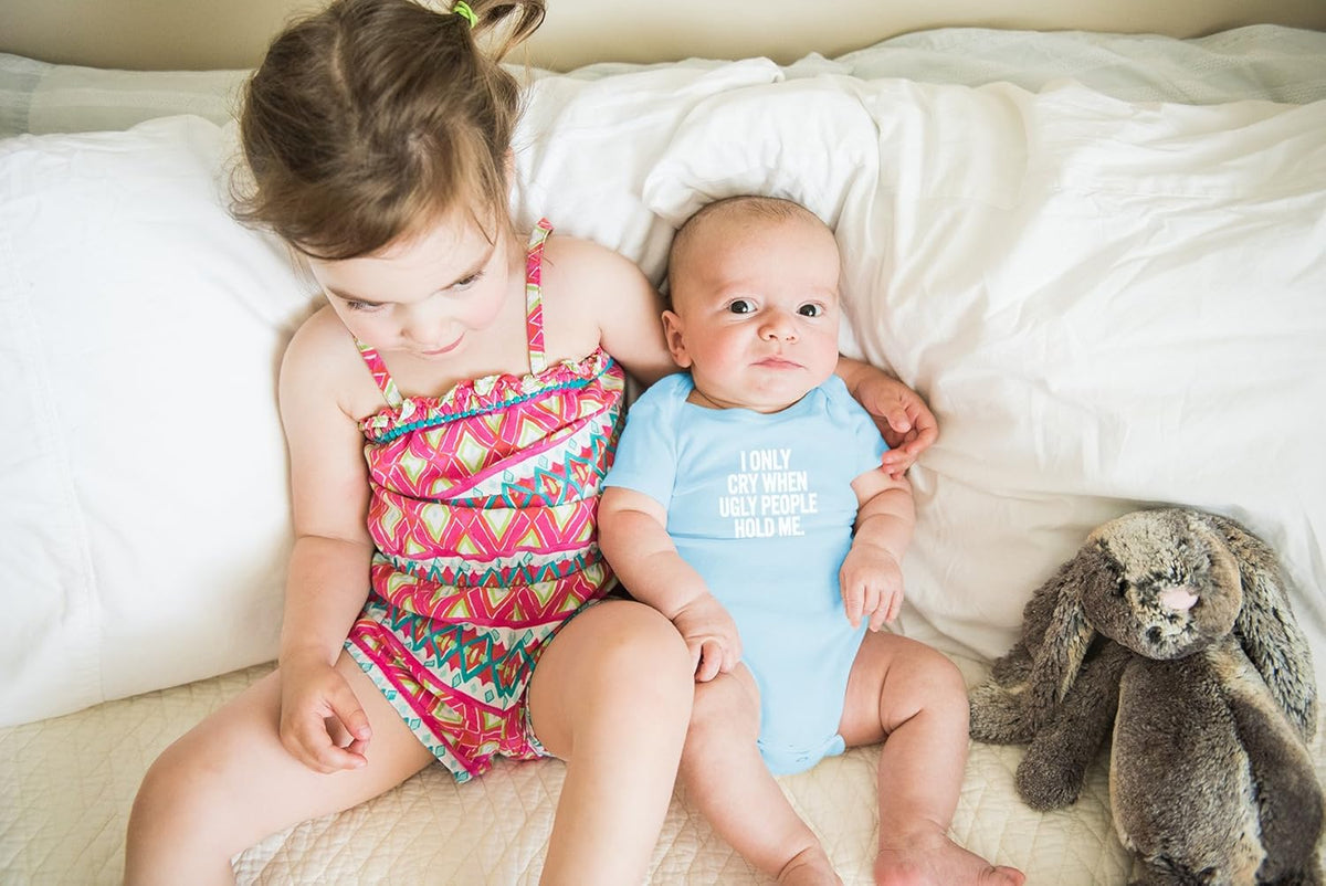AW Fashions I Only Cry When Ugly People Hold Me Baby Bodysuit Funny Cute Baby Girl or Boy Outfit