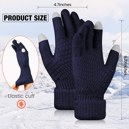 Geyoga 2 Pairs Women's Winter Touch Screen Gloves Soft Warm Fleece Lined Knit Elastic Cuff Winter