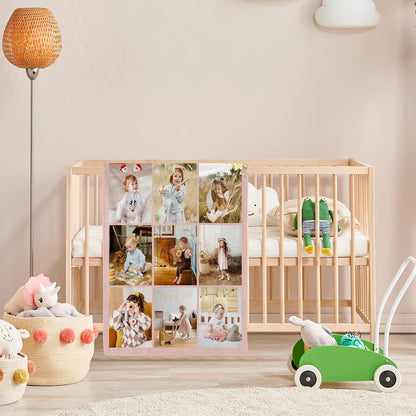 Personalized Baby Blanket with Photo, Custom Pink Cute Swaddling Baby Girls Boys Blanket Toddler