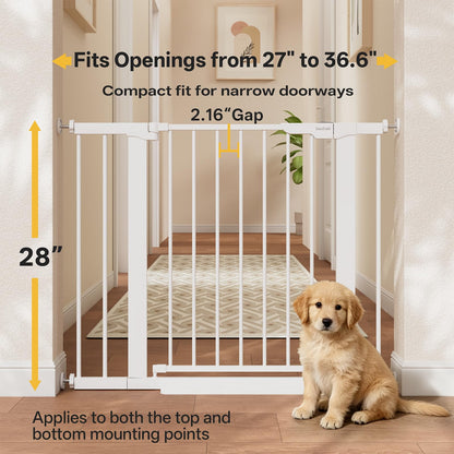 InnoTruth 27-36.6 in Wide Baby Gate for Stairs and Doorways, White