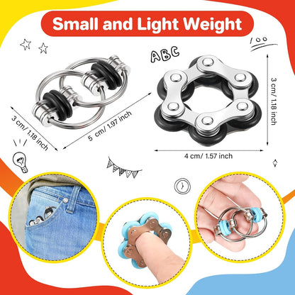 Hicarer 8 Pieces Fidget Toys Set includes 4 Flippy Roller Chain and 4 Six Roller Bike Chain Toys