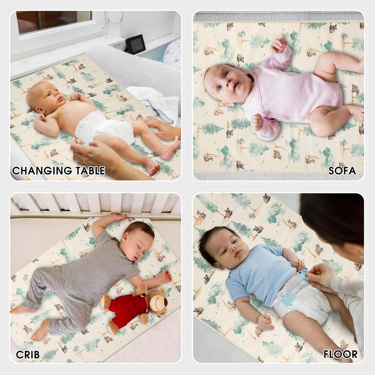Vegan Leather Baby Changing Mat - Wipeable Portable Changing Pad, Foldable Travel Changing Mat for