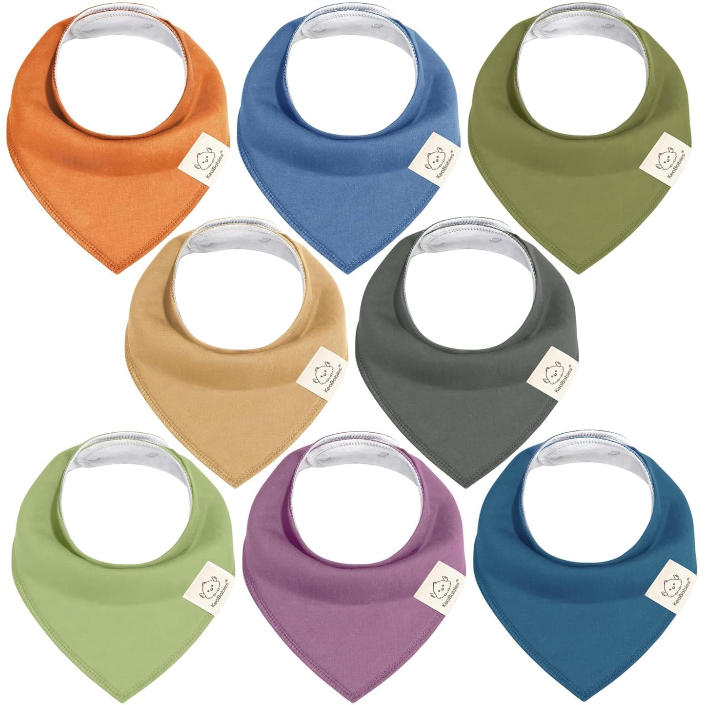 8-Pack Organic Baby Bandana Bibs for Boys, Girls - Super Absorbent Triangle Baby Bibs for Drooling