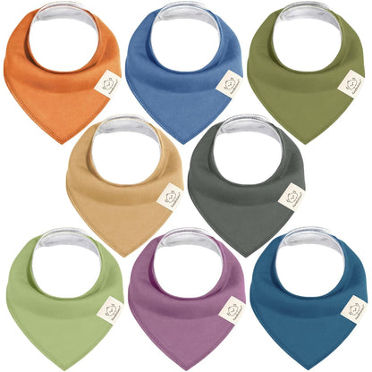 8-Pack Organic Baby Bandana Bibs for Boys, Girls - Super Absorbent Triangle Baby Bibs for Drooling