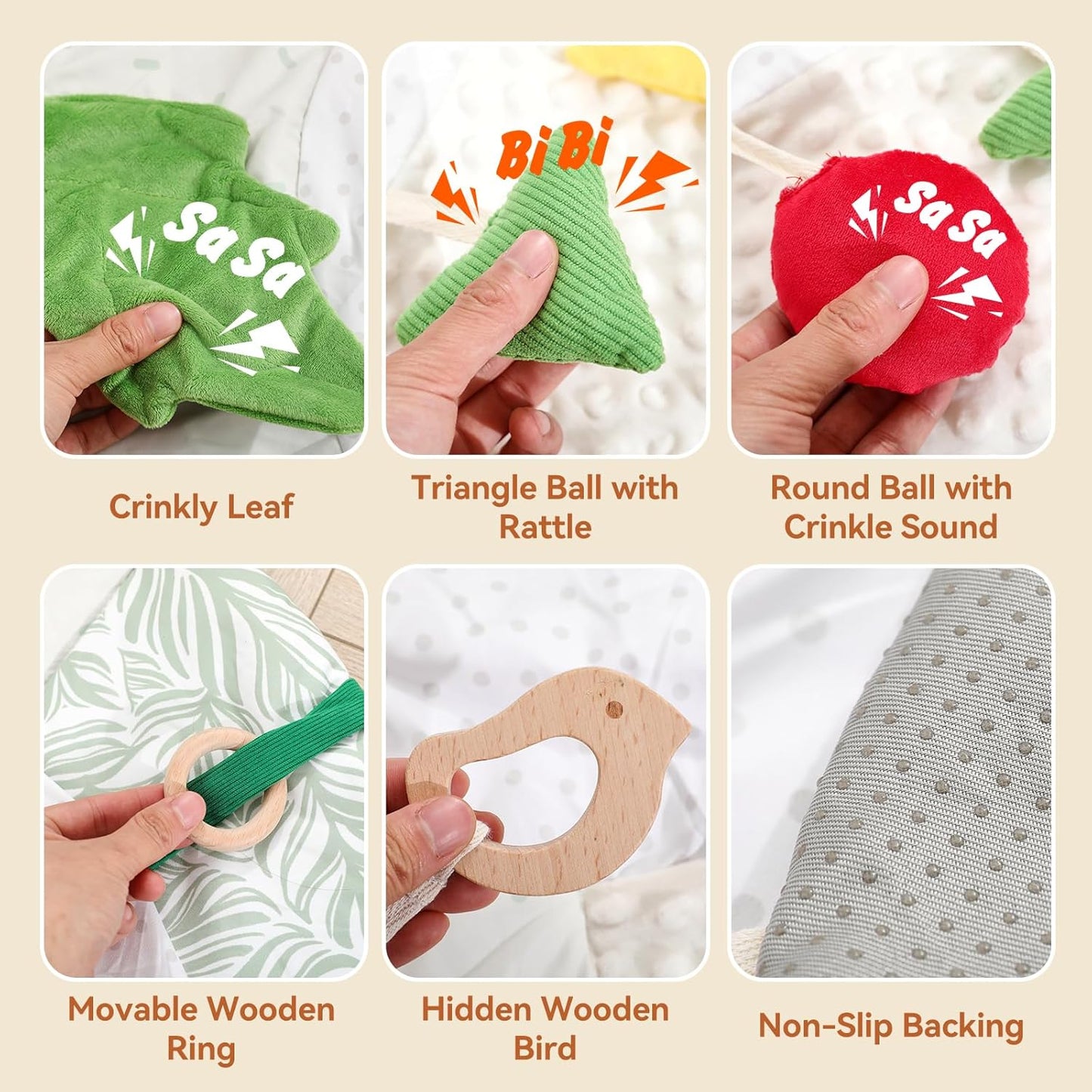 Montessori Baby Play Mat for Early Learning, Tummy Time Playmat, Activity Mat with 5 Development
