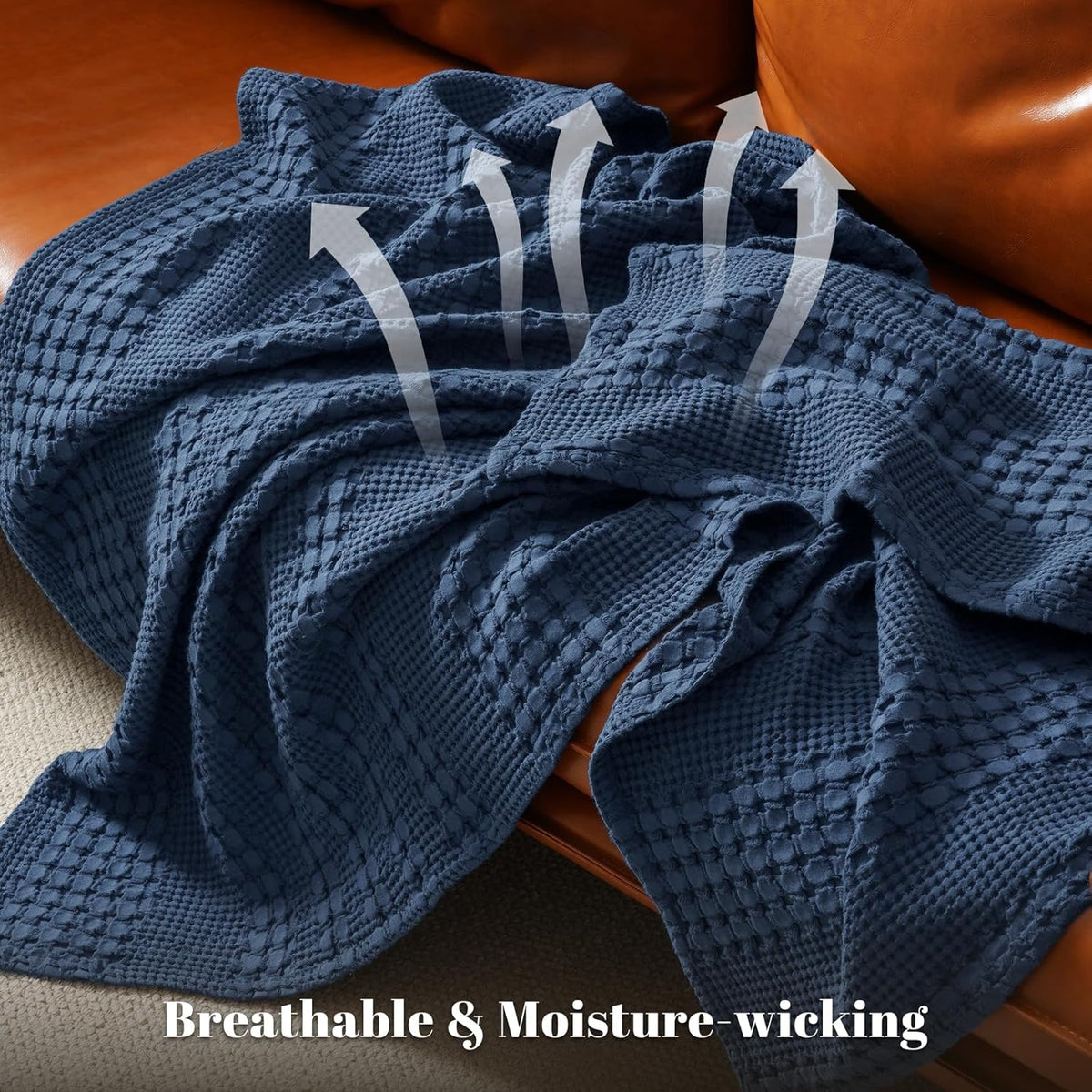 PHF 100% Cotton Waffle Weave Blanket Twin Size, Soft Lightweight Breathable Cozy Summer Blankets