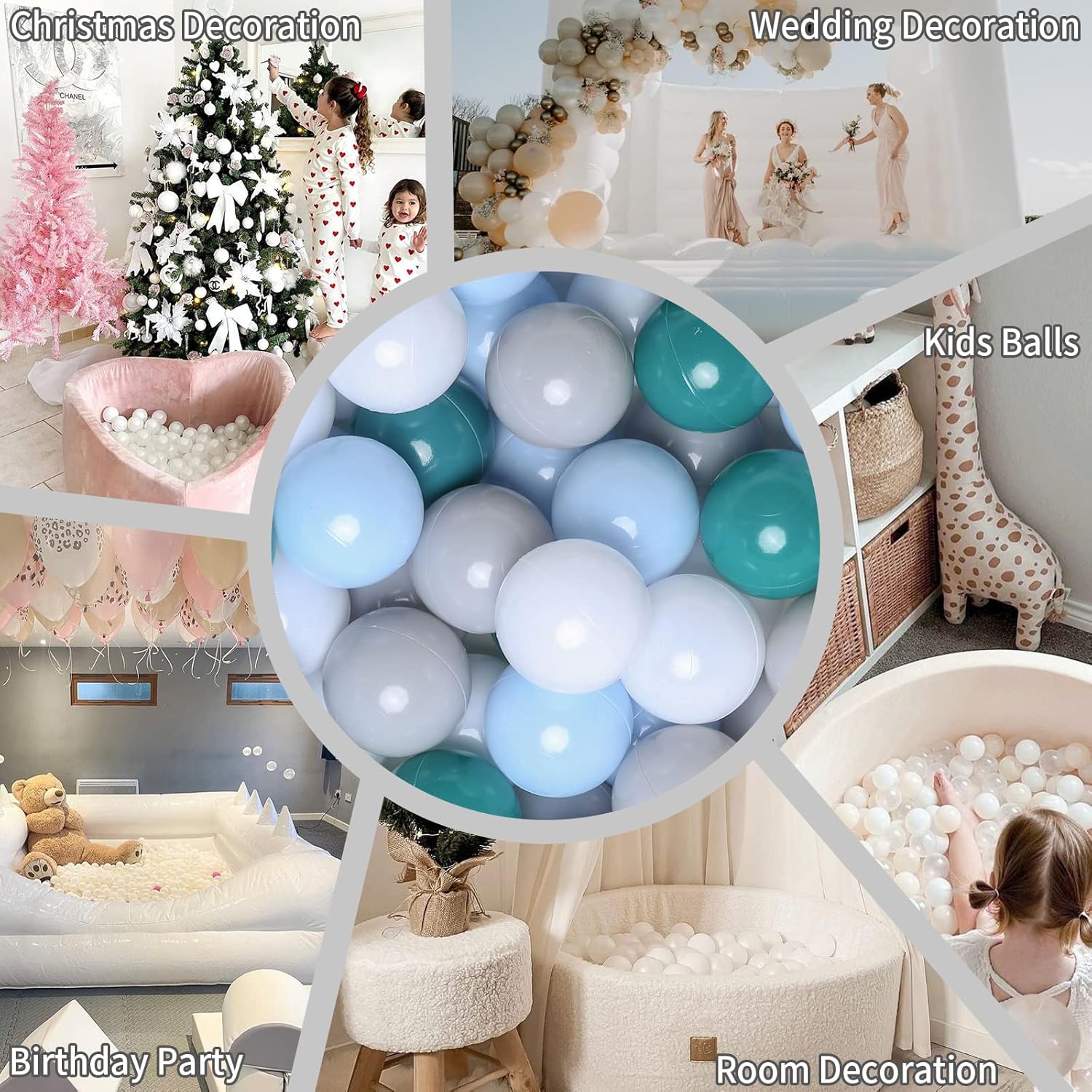 GOGOSO Ball Pits Balls for Toddlers Pack of 50 100 200 Plastics Shape Ball Non-Phthalate Non-BPA