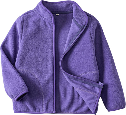 Toddler Fleece Jacket Kids Lightweight Outerwear Boys Girls Long Sleeve Fall Spring Coat 2-12 Years