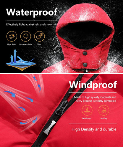 Kids Boy's Winter Coat Fleece Lined Waterproof Jacket Puffy Cotton Coat Thick Hooded Down Outdoor