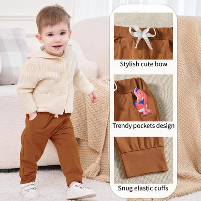 DREAM BUS Pack of 3 Toddler Jogger Pants with Pocket Toddler Boy Sweatpants Baby Boy Pants Infant