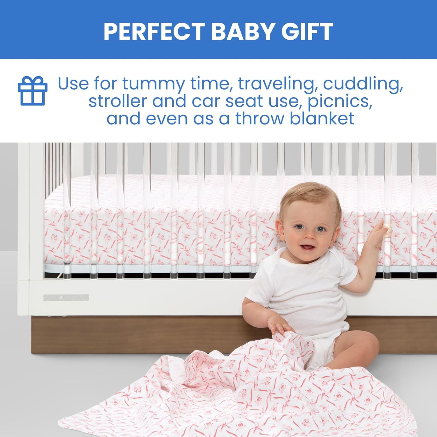 Delta Children 100% Cotton Flannel Baby Receiving Blankets for Girls and Boys – 30x30 Inches (Pack