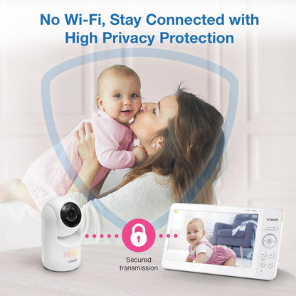 VTech [2025 Upgrade Baby Monitor with 7" IPS Screen, Pan Tilt Zoom Camera, No WiFi Video Baby