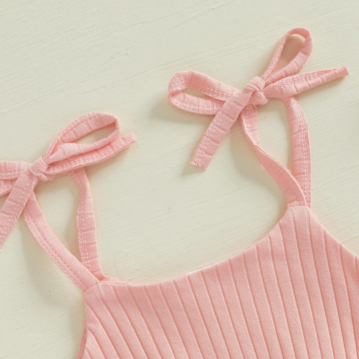 Newborn Infant Baby Girl Romper Ribbed Knit Sleeveless Spaghetti Strap One Piece Jumpsuit Bodysuit
