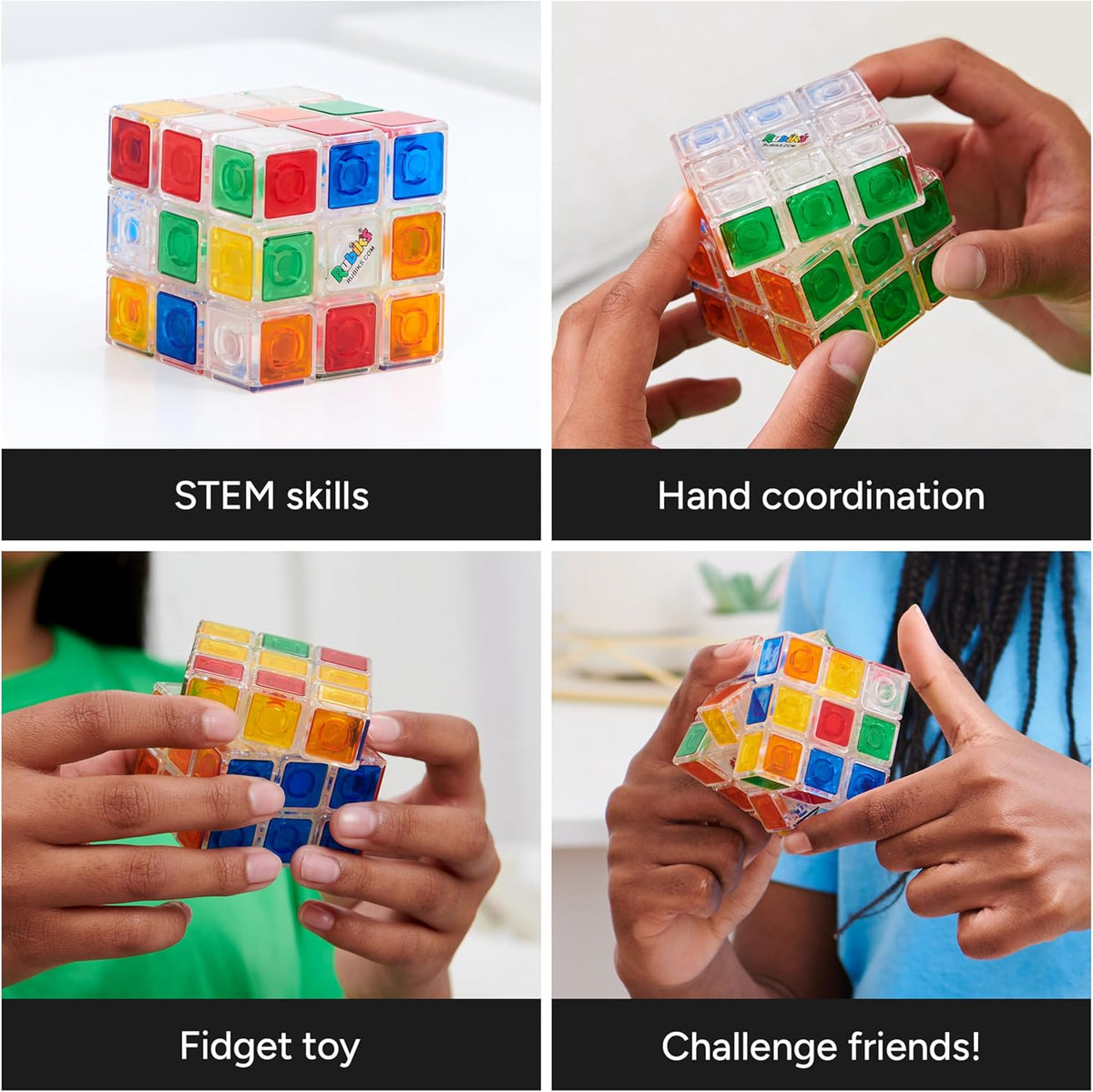 Rubik’s Crystal, New Transparent 3x3 Cube Classic Color-Matching Problem-Solving Brain Teaser