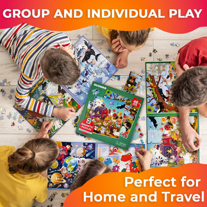 QUOKKA Magnetic Puzzles for Kids Ages 3-5 - 2x48 Travel Puzzles Games for Toddlers 3-4 Years Old
