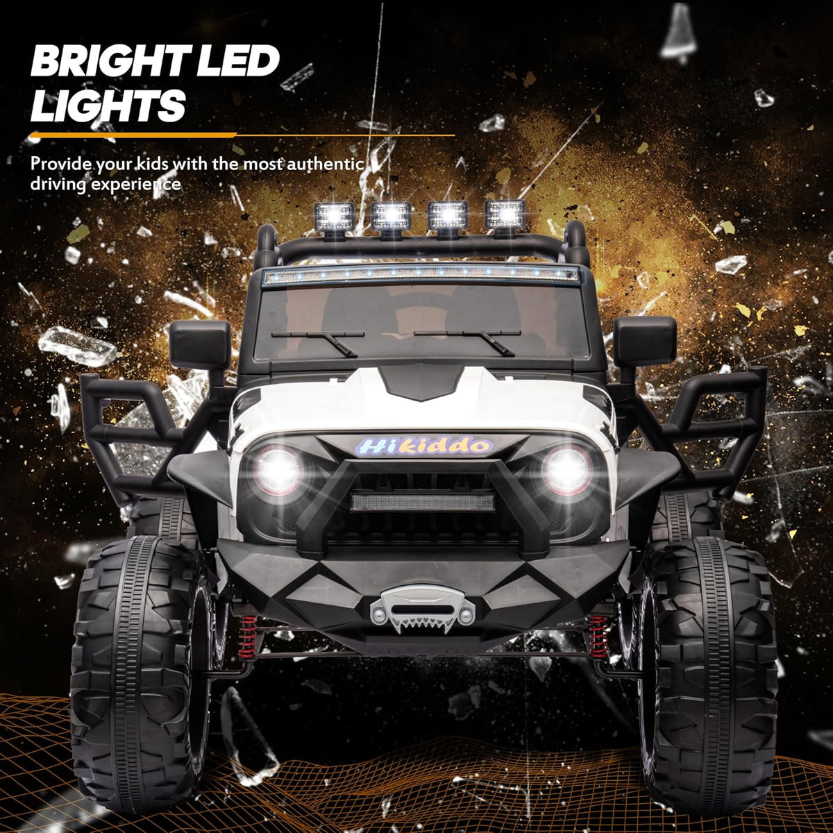 24V 9Ah Ride on Toy for Big Kids, 4WD 2 Seater Ride on Car Truck with Remote Control, 4x200W Motor