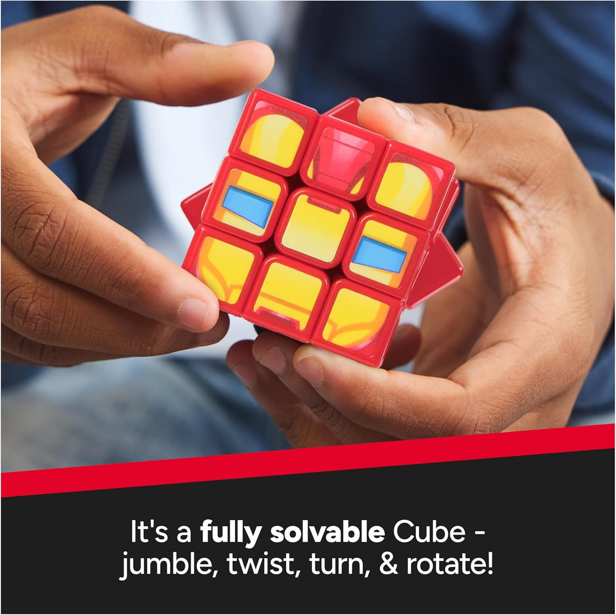 Rubik's Cube Iron Man Cuber, Problem-Solving Challenging Brain Teaser Collectible Iron Man Fidget