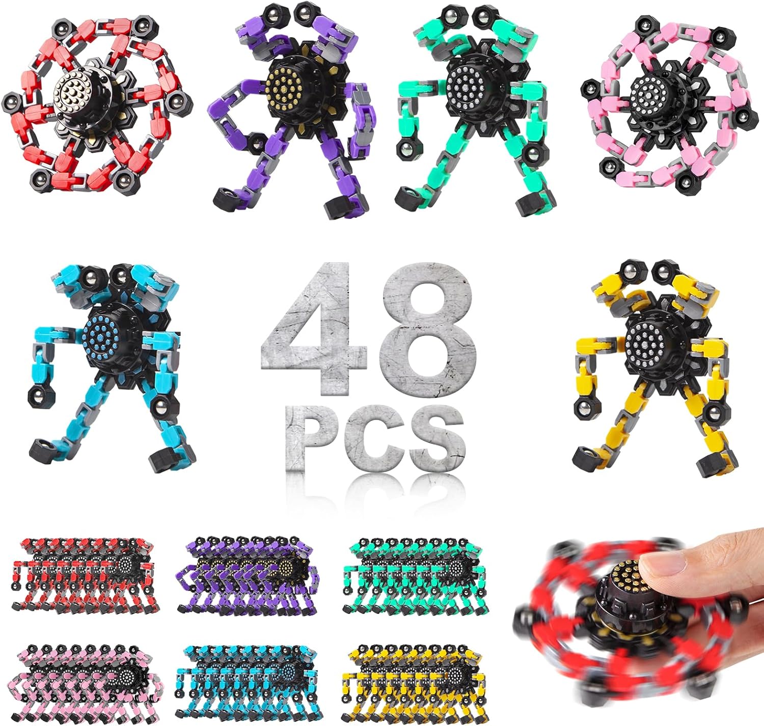 Transformable Fidget Spinners for Kids and Adults Stress Relief Sensory Toys for Boys and Girls