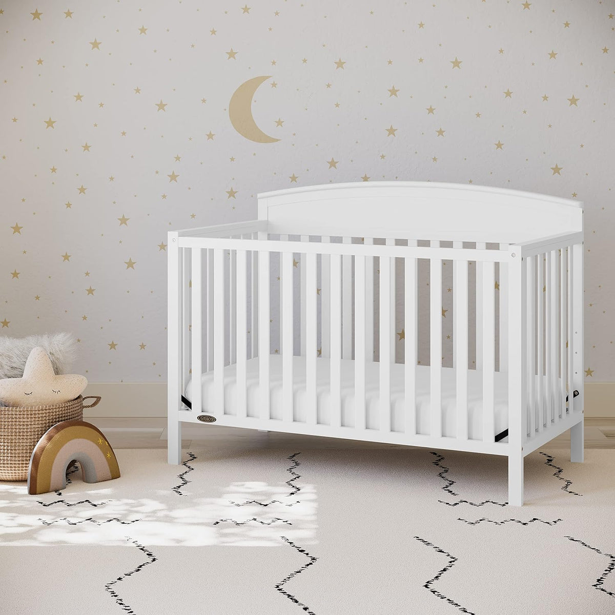 Graco Benton 5-in-1 Convertible Crib (White) – GREENGUARD Gold Certified, Converts from Baby Crib