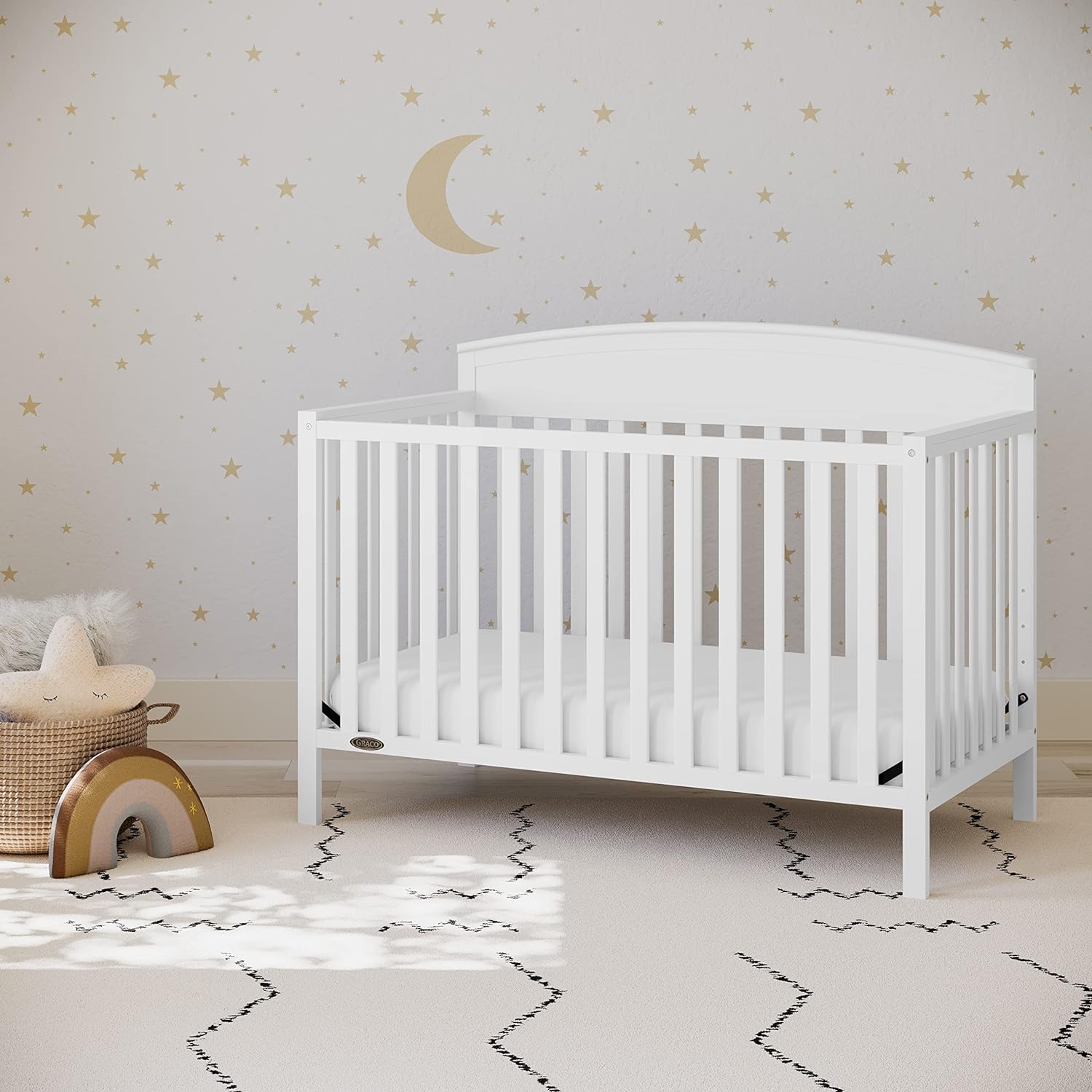 Graco Benton 5-in-1 Convertible Crib (White) – GREENGUARD Gold Certified, Converts from Baby Crib