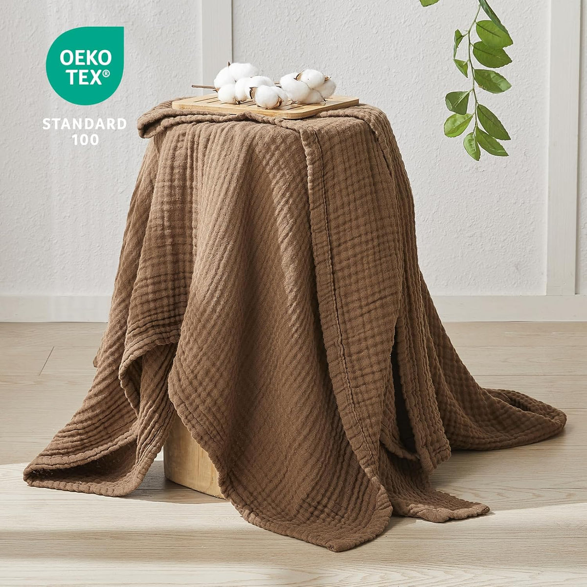 EMME Cotton Muslin Queen Blanket Bed Layering Breathable Gauze Blanket Soft Lightweight Blankets