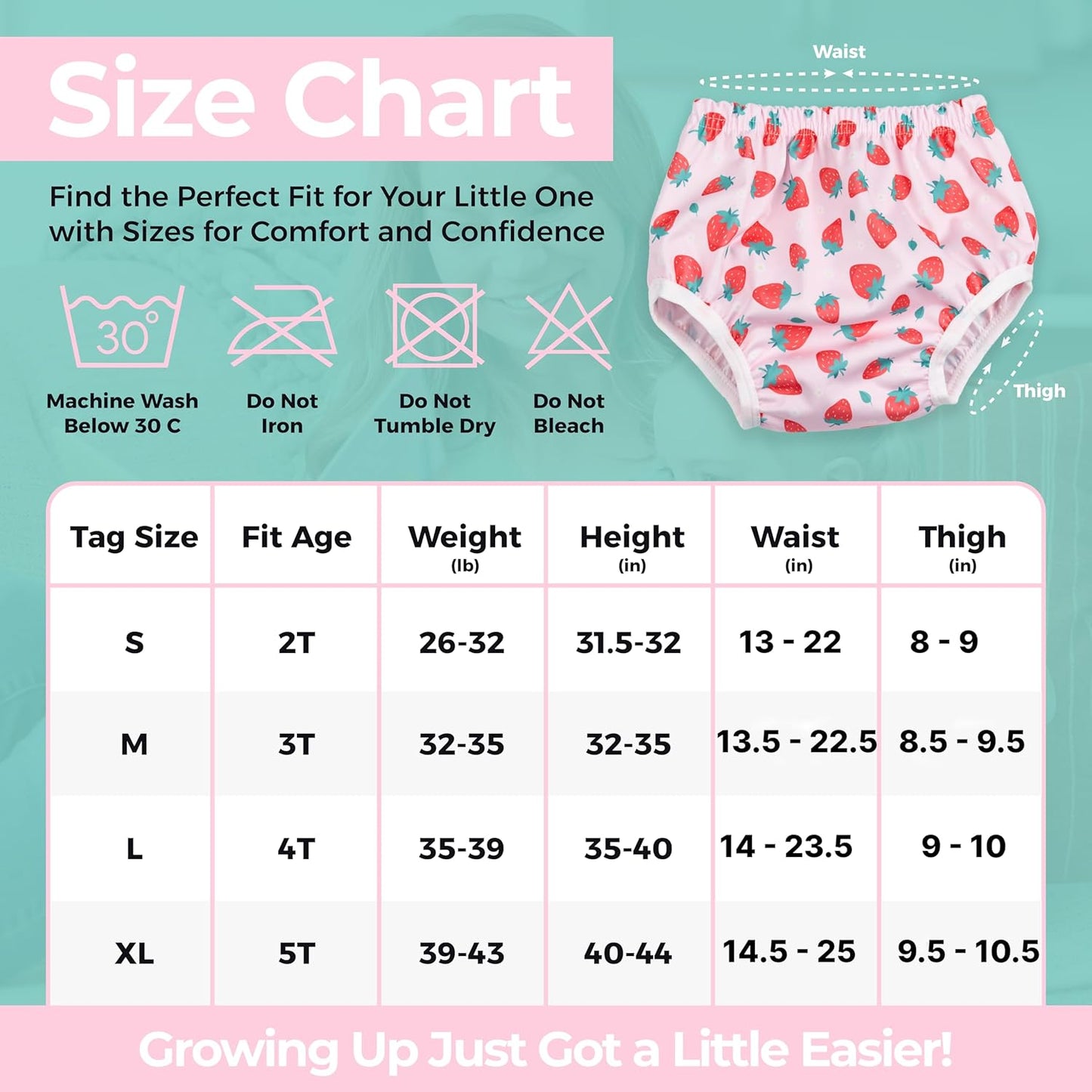 Waterproof Plastic Underwear for Potty Training, 6-Pack - Super-Soft Cloth Diaper Covers with