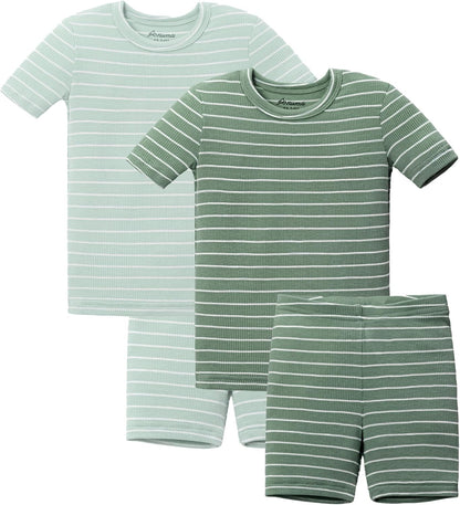 AVAUMA Stripe Pattern Baby Boys Girls Pajama Set Kids Toddler Snug fit Ribbed Sleepwear pjs for