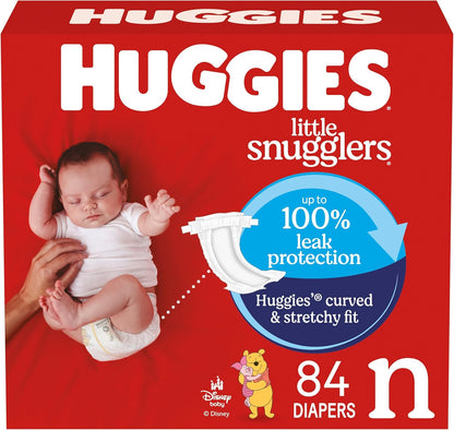 Huggies Size Newborn Diapers, Little Snugglers Baby Diapers, Size Newborn (up to 10 lbs), 84 Count