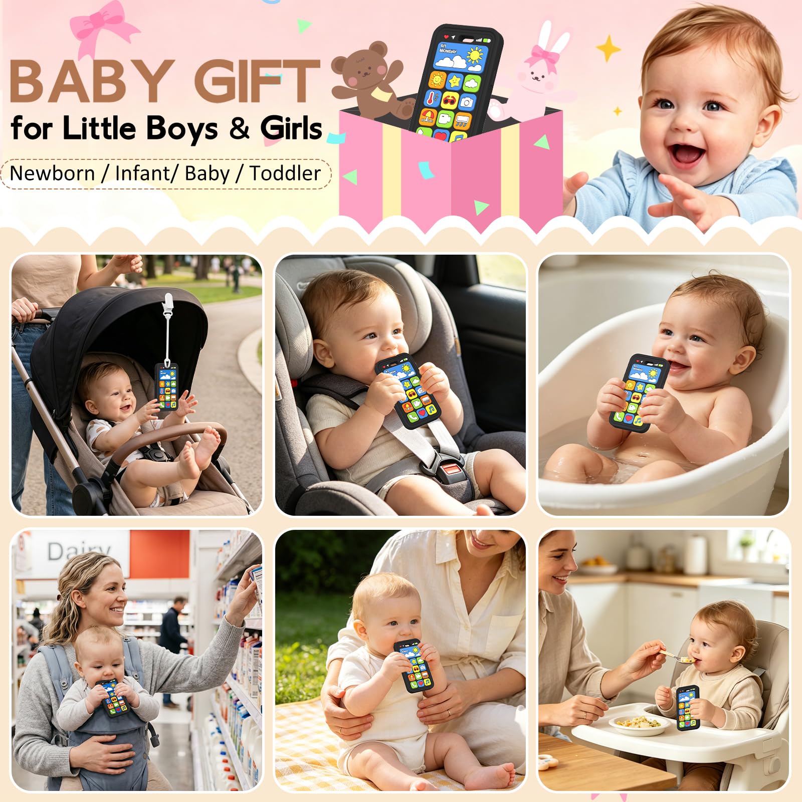 Baby Teething Toys Silicone Baby Phone Teether Over 3 Months