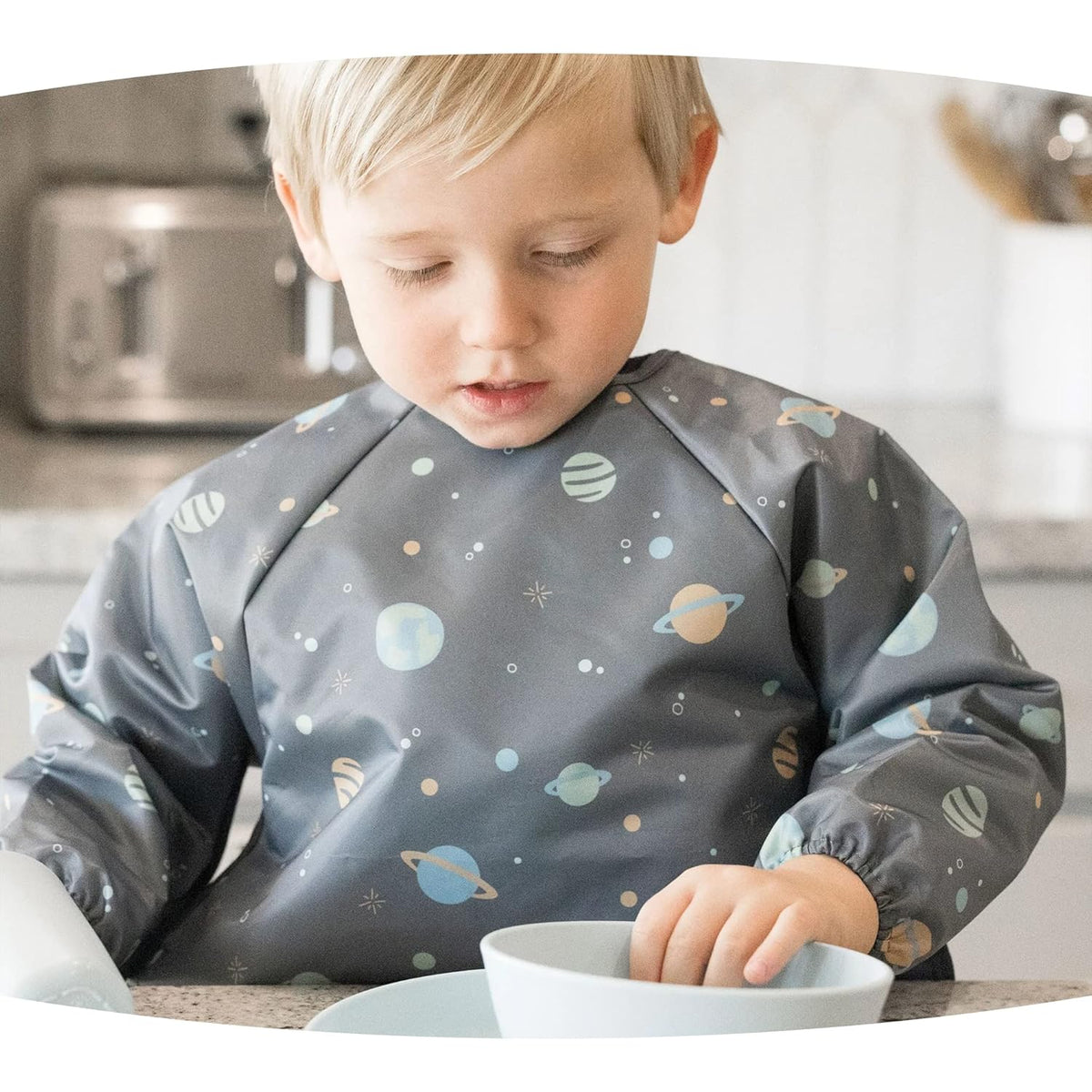 Tiny Twinkle Mess Proof Baby Bib,Waterproof Smock Baby Bib for Eating,Machine Washable Long Sleeve