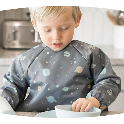 Tiny Twinkle Mess Proof Baby Bib,Waterproof Smock Baby Bib for Eating,Machine Washable Long Sleeve