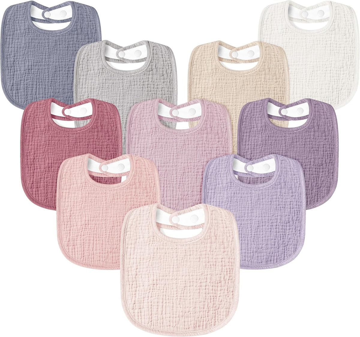 Susurration Muslin Baby Drool Bibs 10Pack Soft Square Adjustable Bandana Bibs for Unisex Baby Girls