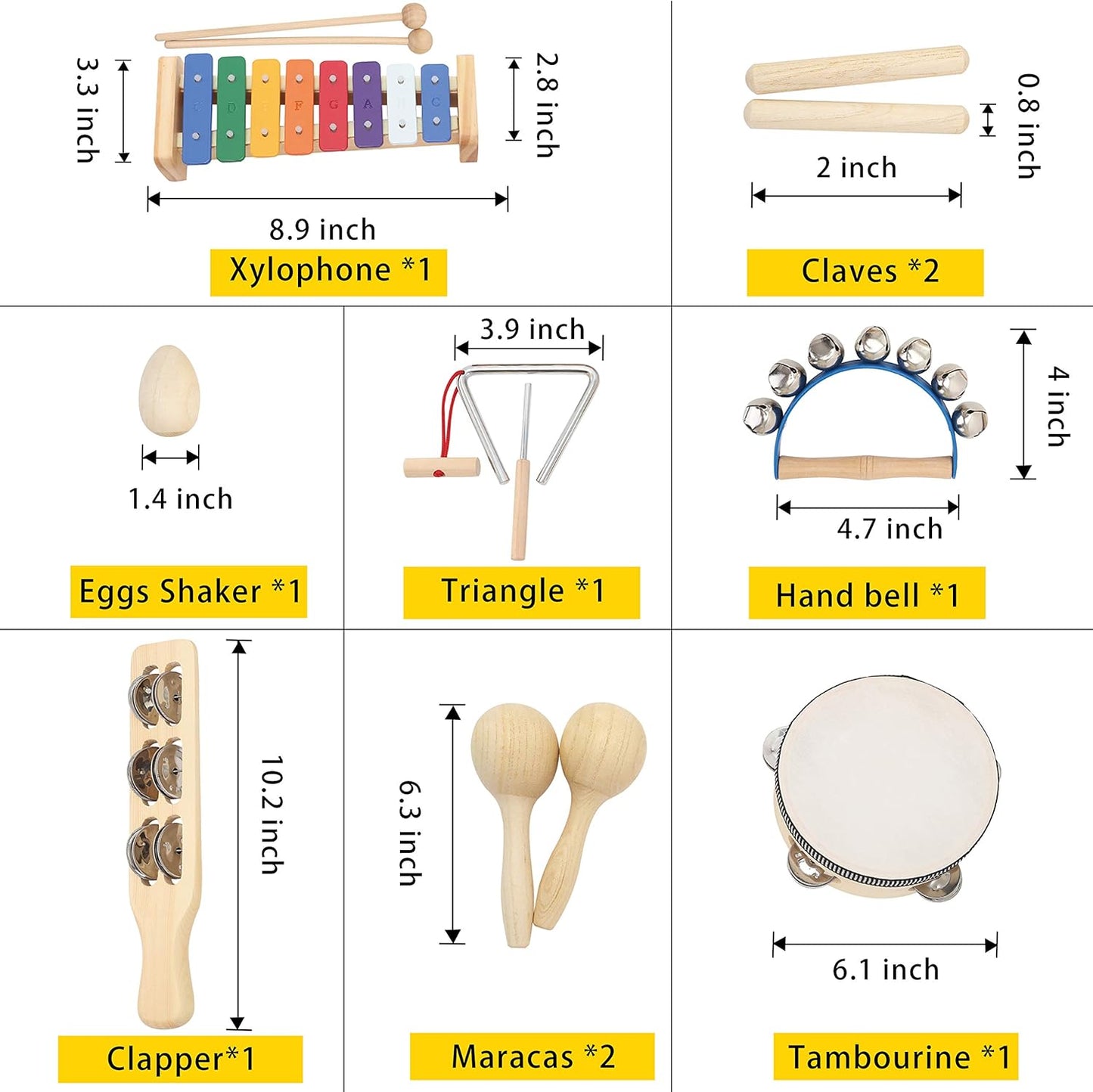 MUSICUBE Musical Instrument Set for Toddler Baby Kid Wooden Percussion Instrument Musical Toys