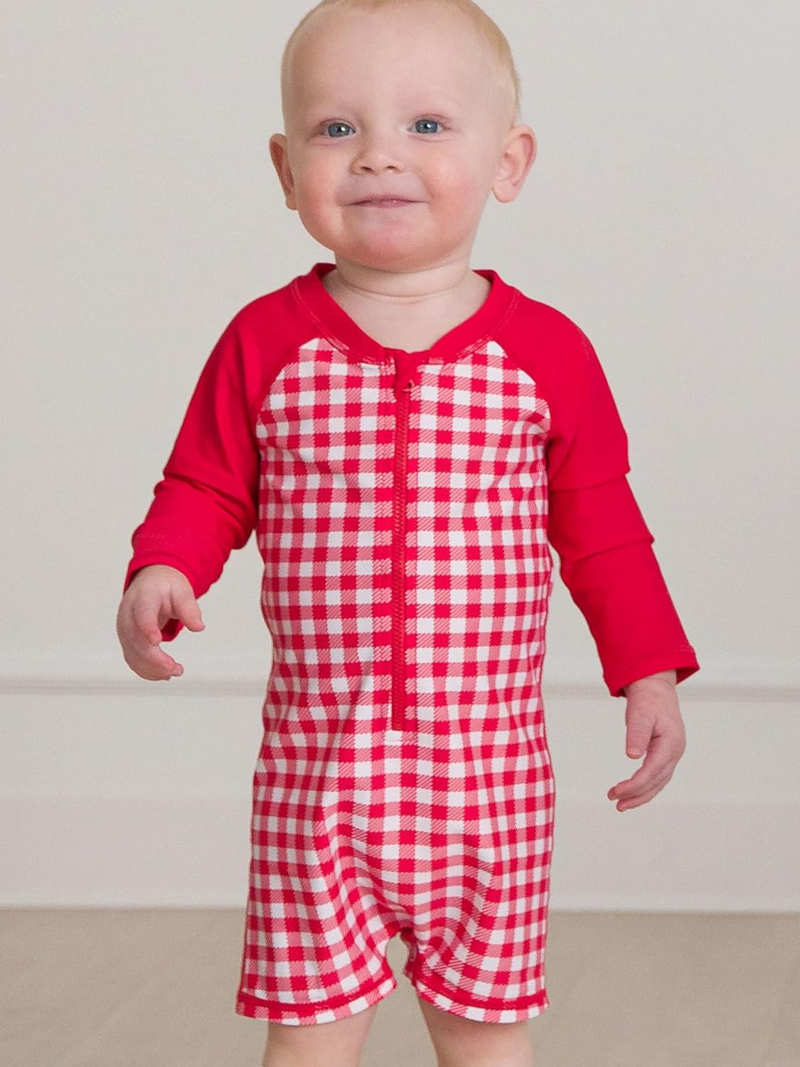 RUGGEDBUTTS Baby/Toddler Boy Swimsuit, One Piece Zipper Rash Guard Sunsuit with UPF 50+ Sun