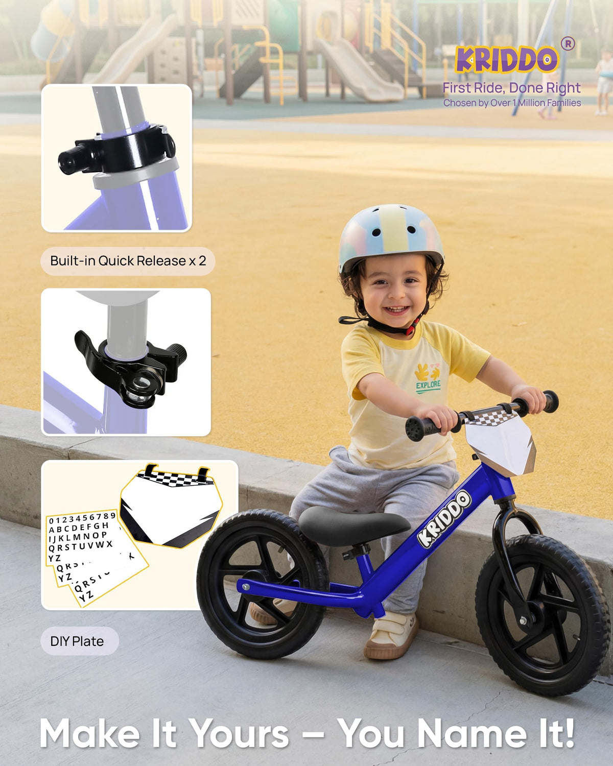 KRIDDO Toddler Balance Bike 2 Year Old, Gift for 2-3 Boys Girls, Adjustable
