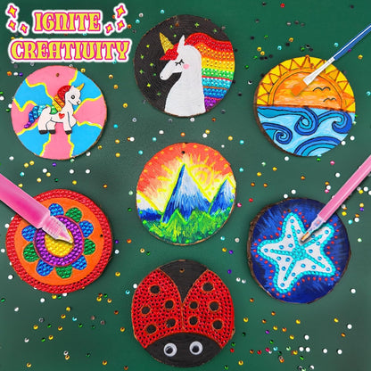 klmars Kids Wooden Painting Kit-Glow in The Dark-Arts & Crafts Gifts for Boys Girls Ages 5-12-Craft