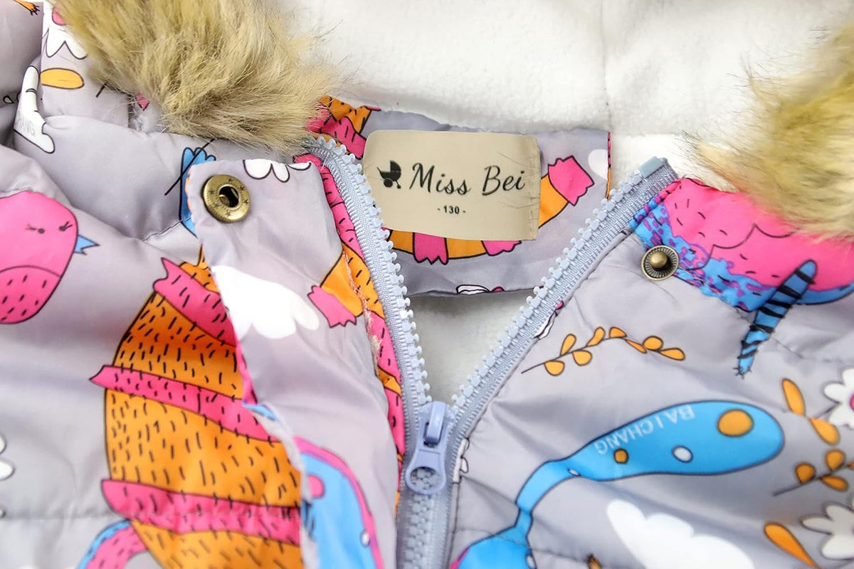 Miss Bei Girl's Winter Coat Jacket Hooded Kids Toddler Flower Print Parka Outwear Warm Cotton