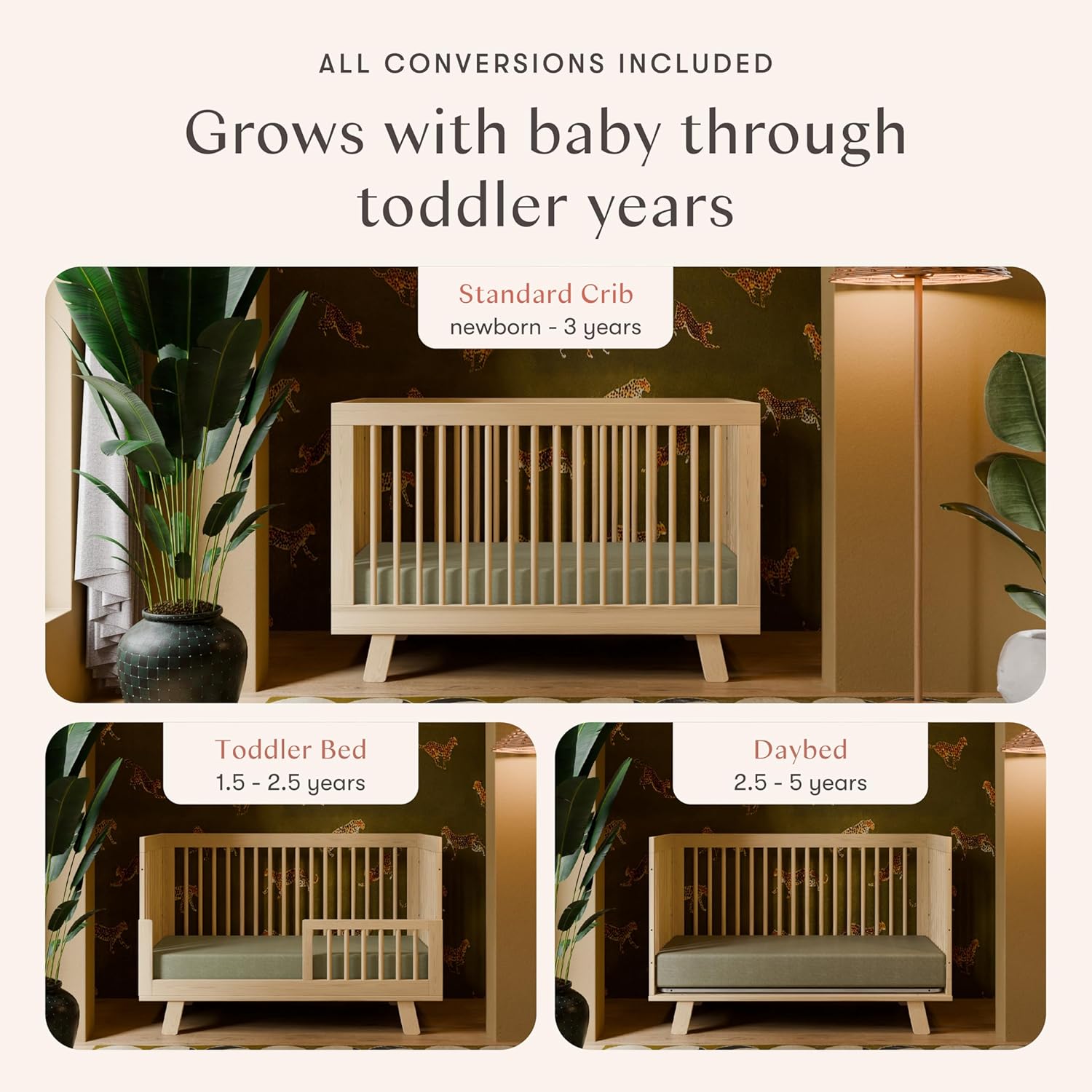 babyletto Hudson 3-in-1 Convertible Baby Crib with Toddler Bed & Daybed Conversion - Easy to