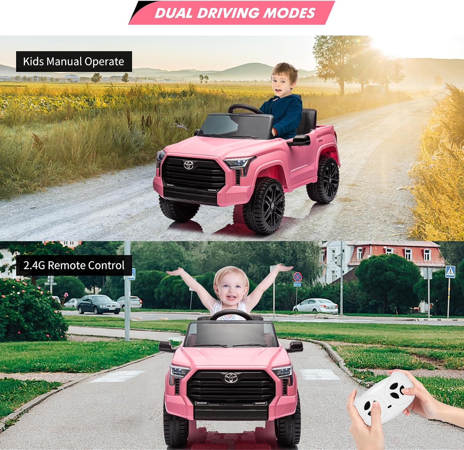 Electric Car for Kids, Licensed Toyota Tundra 12V Electric Truck, Off-Road Kids Car w/Remote