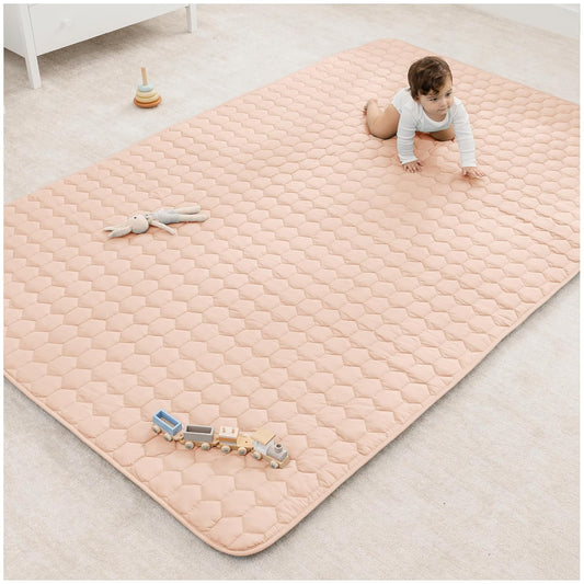 Comfy Cubs Rectangle Kids Play Mat - Large 60 x 96 inches Soft Quilted Baby Floor Mat with Non-Slip
