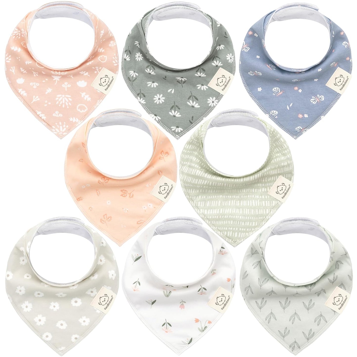 8-Pack Organic Baby Bandana Bibs for Girls - Super Absorbent Triangle Baby Bibs for Drooling and