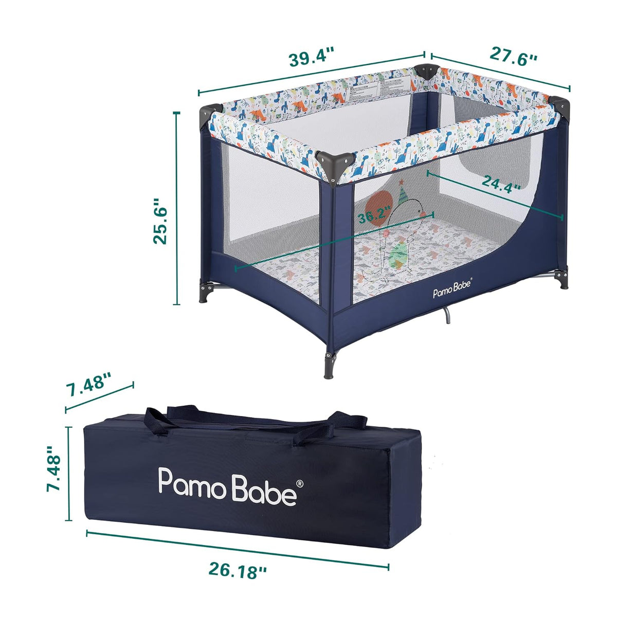 Pamo Babe Travel Foldable Portable Bassinet Baby Infant Comfortable Play Yard Crib Cot with Soft