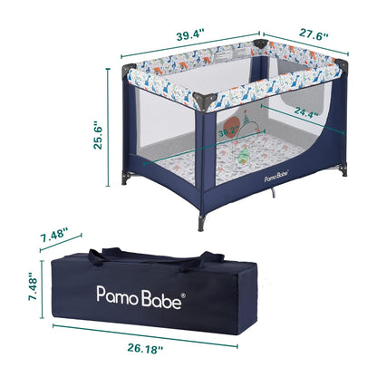 Pamo Babe Travel Foldable Portable Bassinet Baby Infant Comfortable Play Yard Crib Cot with Soft